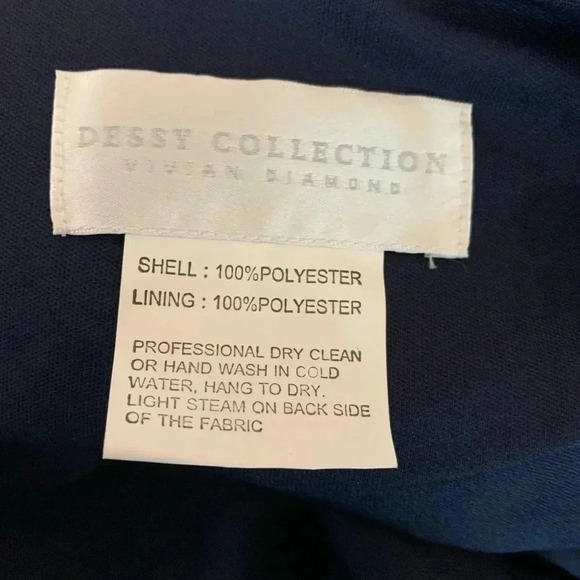 Dessy Collection Vivian Diamond Midnight Blue Formal Gown Cocktail Dress Prom 6 - Picture 5 of 7